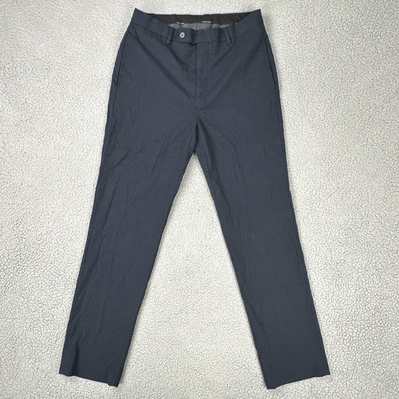 Calvin Klein Other - Calvin Klein Slim Fit Dress Pants Men 32x32 Blue Microcheck Stretch Preppy